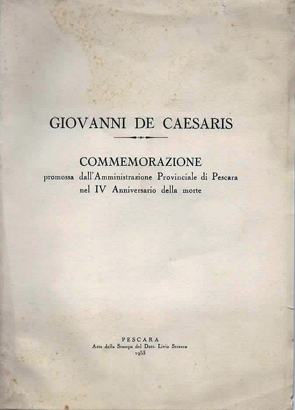 1953 - GIOVANNI DE CAESARIS - Commemorazione