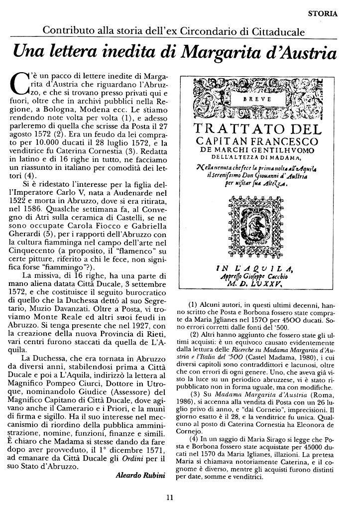 Lettera inedita di Margarita d'Austria