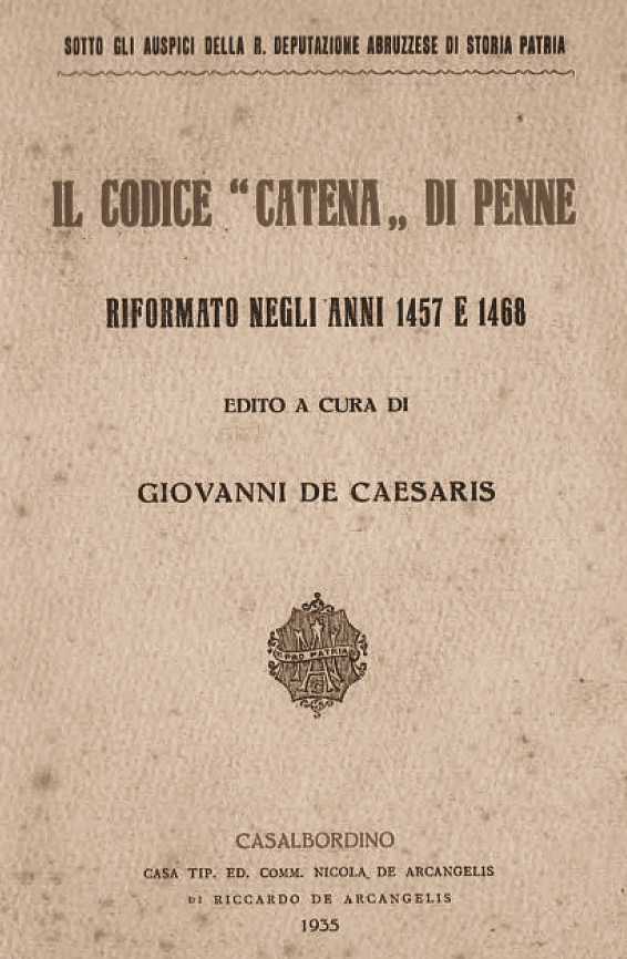 IL CODICE 'CATENA' DI PENNE ~ Anno 1935