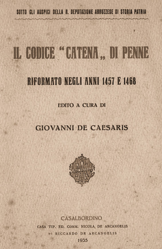 IL CODICE 'CATENA' DI PENNE ~ Anno 1935