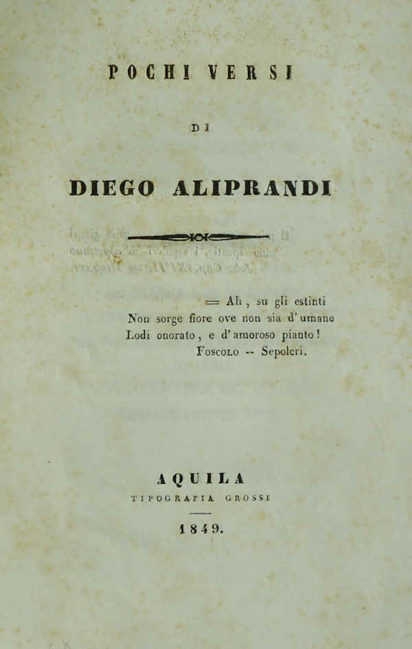 POCHI VERSI ~ Anno 1849