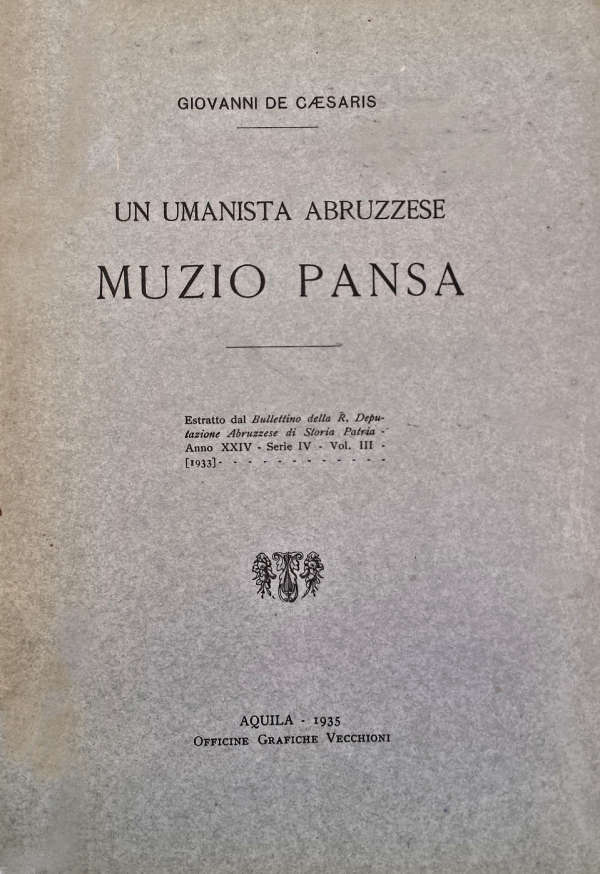 UN UMANISTA ABRUZZESE - MUZIO PANSA