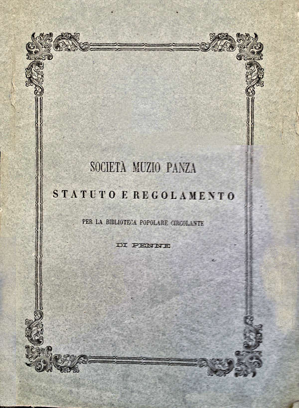 SOCIETA' MUZIO PANZA - STATUTO E REGOLAMENTO per la biblioteca popolare circolante di Penne