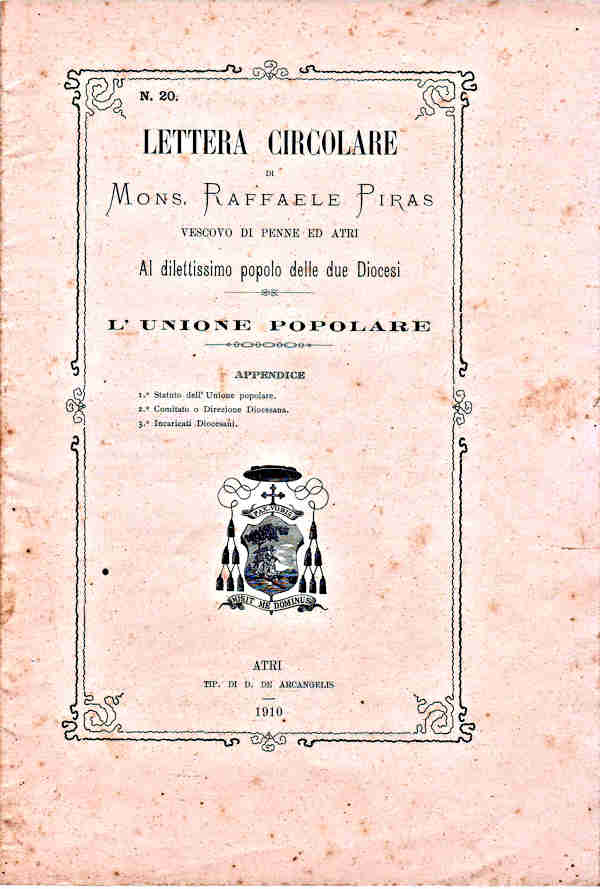 Lettera Circolare di Mons. Raffaele Piras Vescovo di Penne ed Atri - 1910