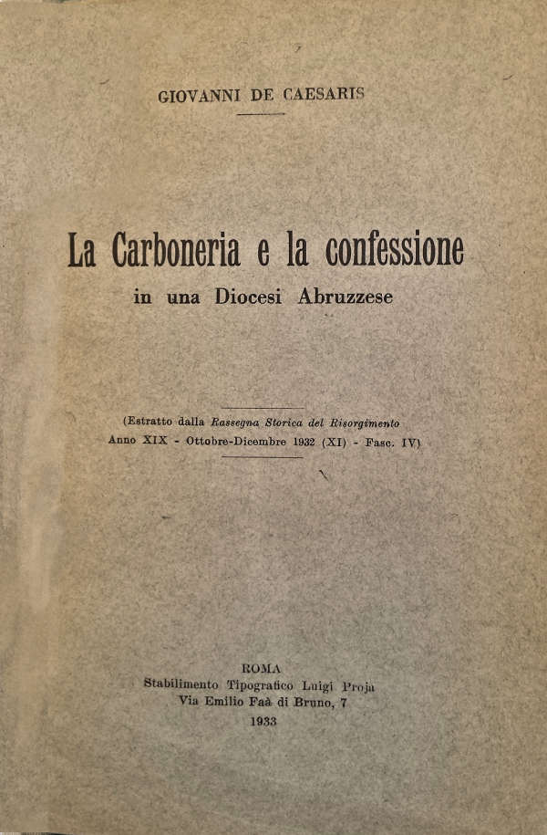La Carboneria e la confessione in una Diocesi Abruzzese