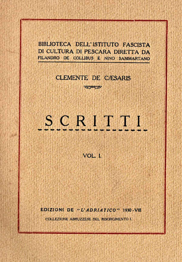 SCRITTI - Clemente De Caesaris - 1855 SCRITTI - Clemente De Caesaris - 1855