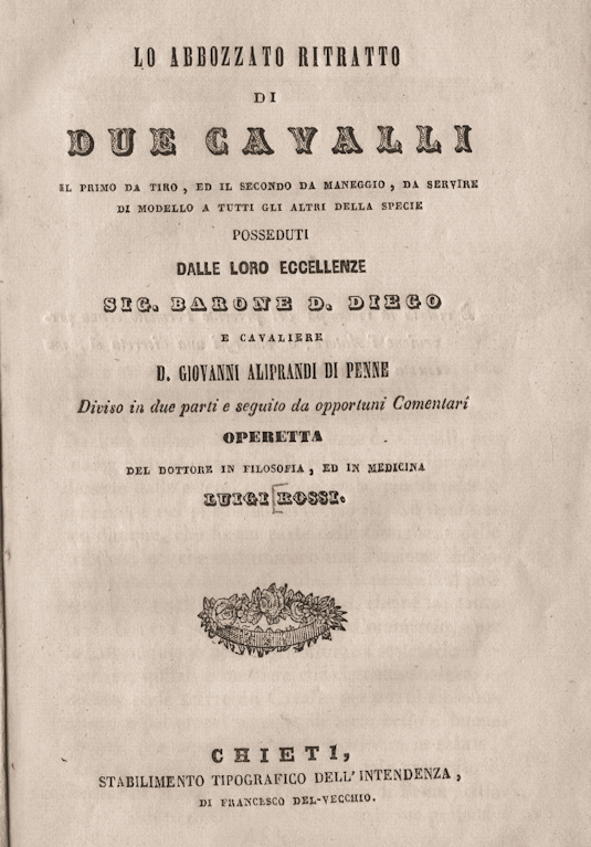 LO ABBOZZATO RITRATTO DI DUE CAVALLI... ~ Anno 1846