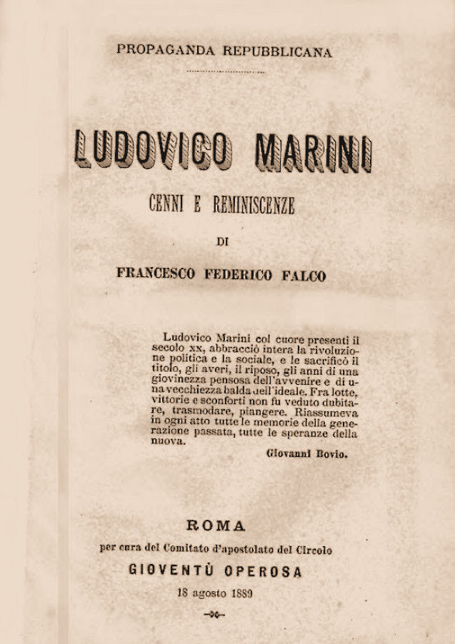 LUDOVICO MARINI - Cenni e reminescenze  ~ Anno 1889