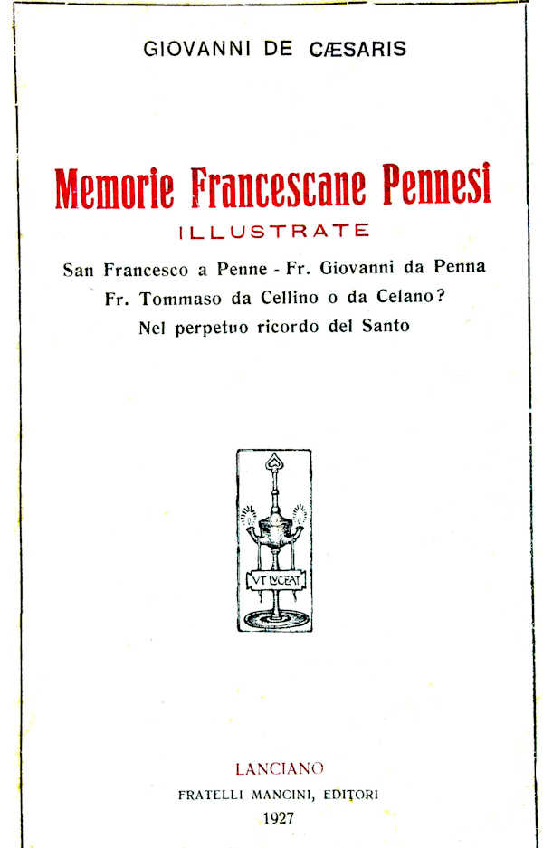 MEMORIE FRANCESCANE PENNESI ~ Anno 1927