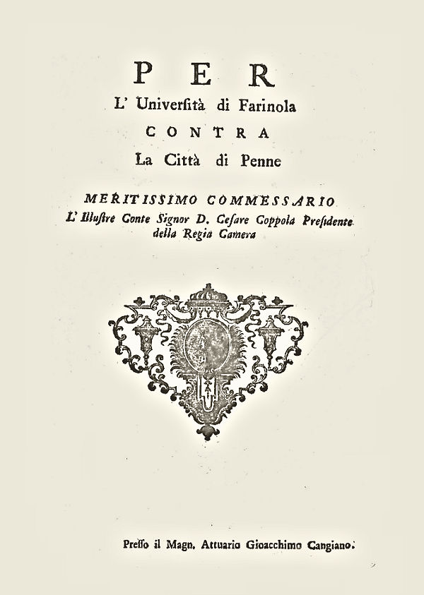Per l'Università di Farinola contra la Città di Penne Per l'Università di Farinola contra la Città di Penne