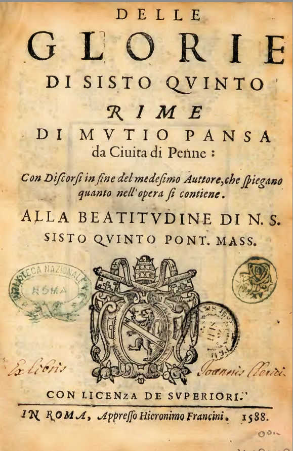 Delle Glorie di Sisto V ~ Anno 1588