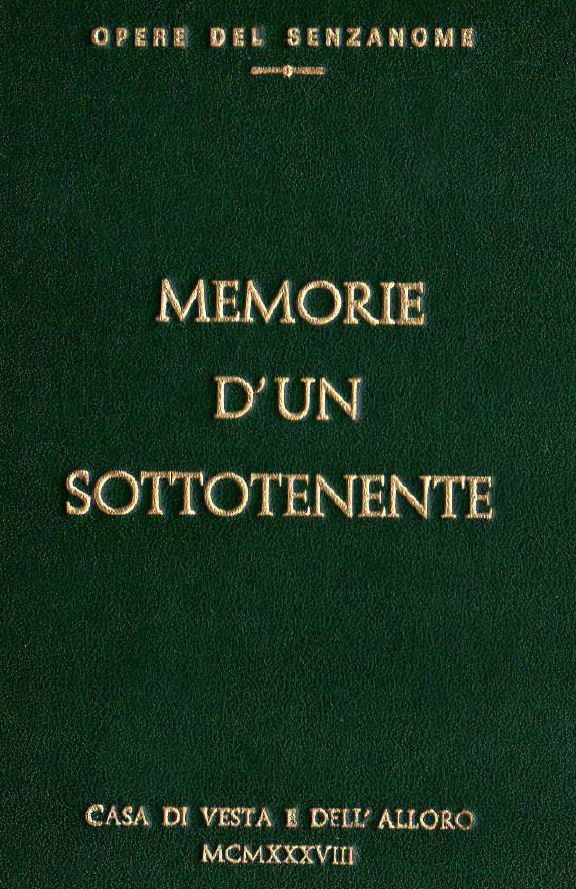 MEMORIE D'UN SOTTOTENENTE ~ Anno 1938