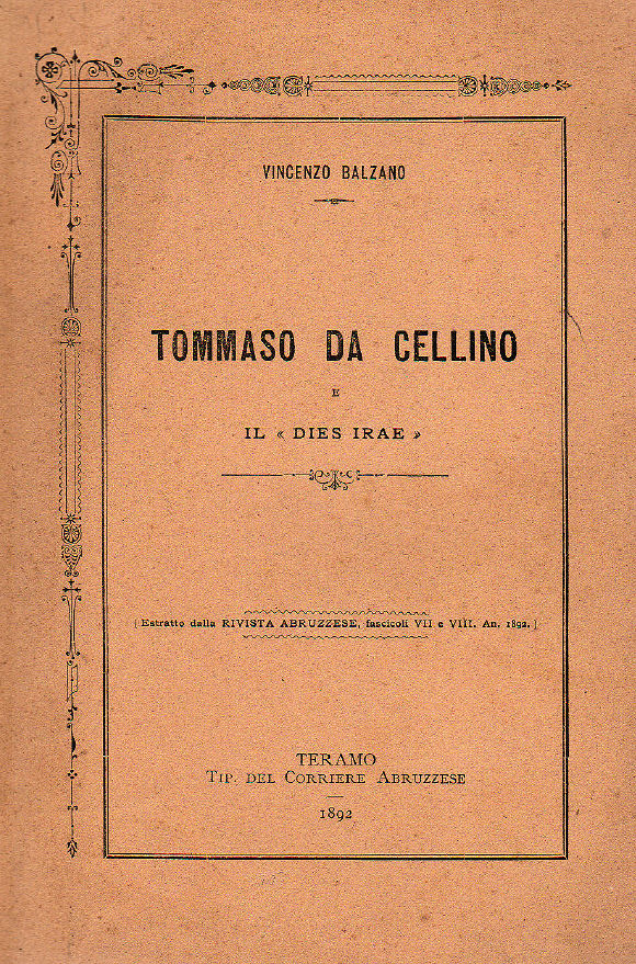 TOMMASO DA CELLINO e il 'Dies Irae'  ~ Anno 1892