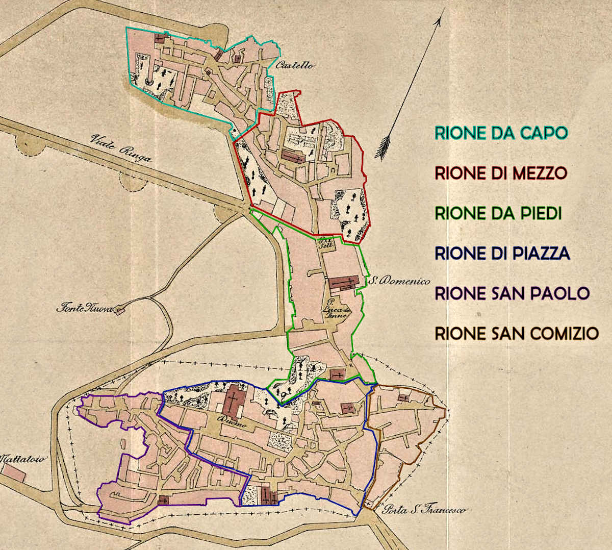 Cartina dei Rioni di Penne Cartina dei Rioni di Penne