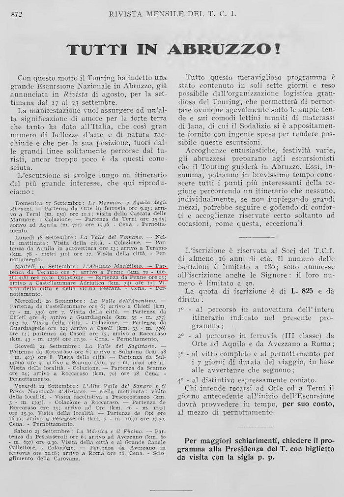 Le vie d'Italia 'Settembre 1922'