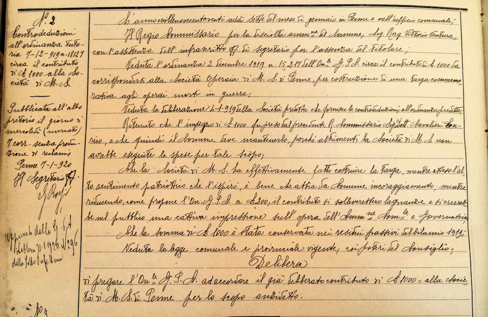 Delibera concessione contributo Comune di Penne - 1920