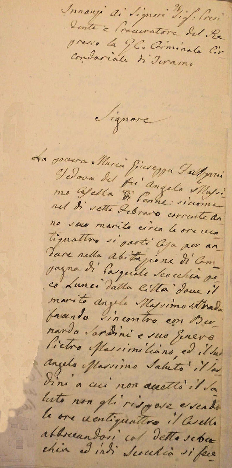 supplica della moglie di Casella