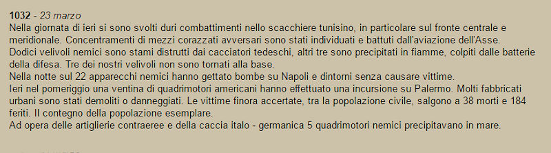 Bollettino di Guerra N. 1032 del 23 marzo 1943