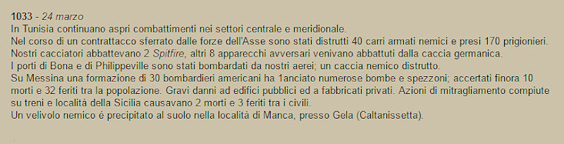 Bollettino di Guerra N. 1033 del 24 marzo 1943
