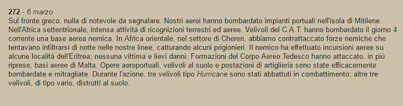 Bollettino di Guerra N. 272 del 6 marzo 1941