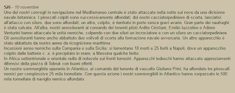 Bollettino di Guerra N. 526 del 10 novembre 1941