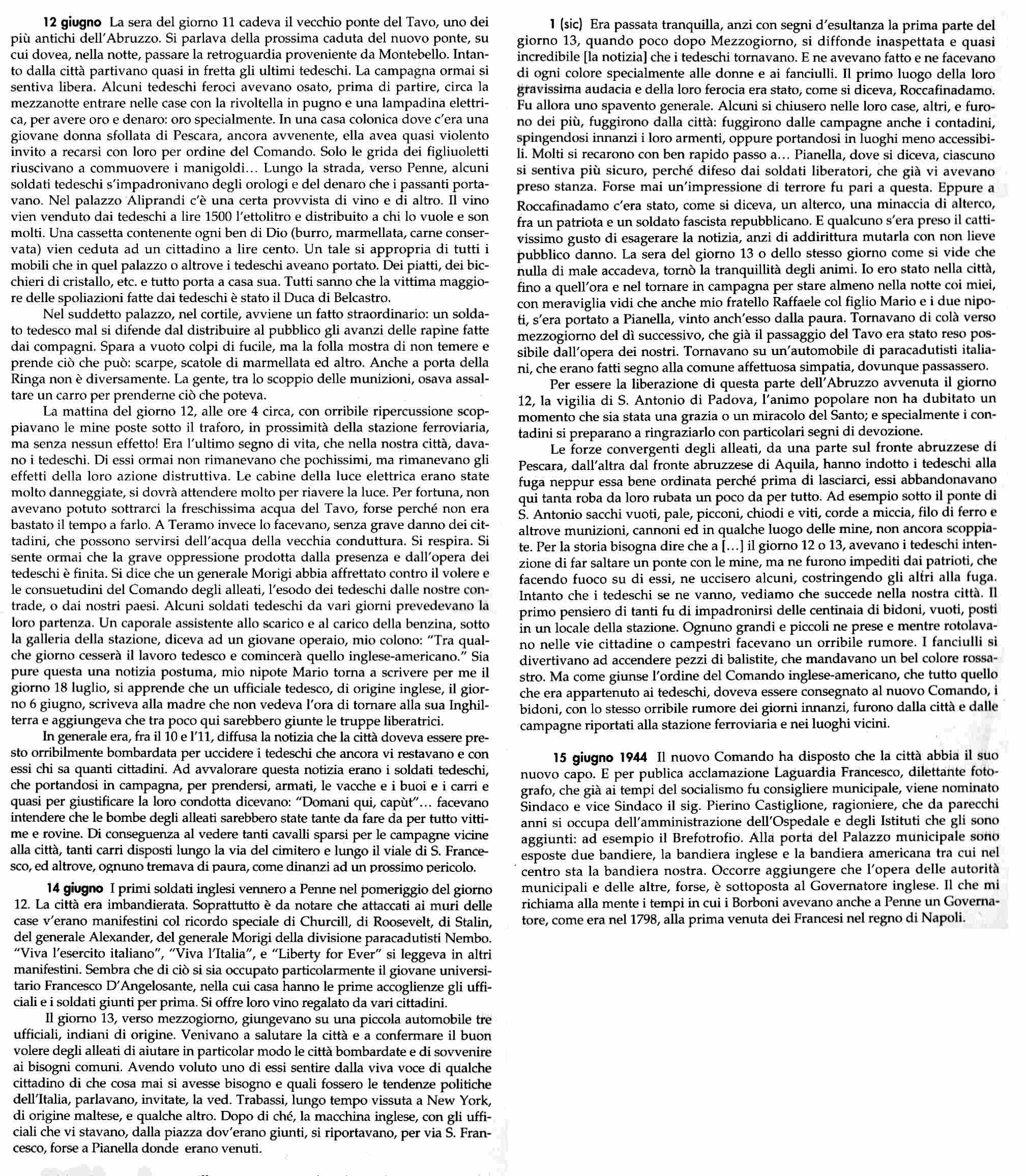 Cronaca di Penne al 1943-1944 di Giovanni DE CAESARIS