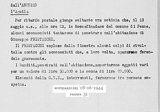 Notiziario della GUARDIA NAZIONALE REPUBBLICANA del 08 giugno 1944